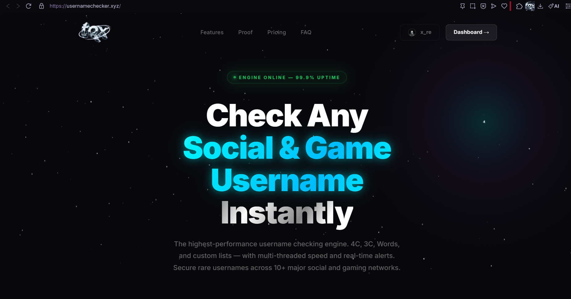 USERNAMECHECKER.XYZ/+SITE (CORE ENGINE) screenshot 1